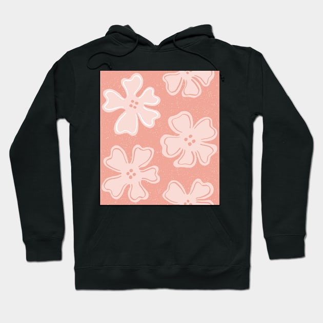 Monochrome Pattern of tangerine button flowers on pink Hoodie by colorofmagic